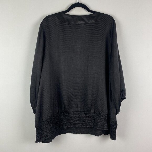 Lane Bryant Blouse Sz 22/24 Popover Embellished 3/4 Balloon Sleeve Elastic Waist - Picture 6 of 10